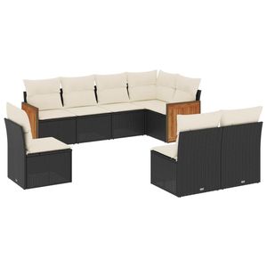 Set Divano da Giardino Bianco Crema e Nero - Product Image 2