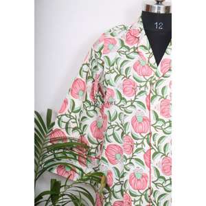 Camisón Kimono Bohemio de Algodón para Mujer, Estilo Indio, Largo Medio, con Cinturón y Botones Decorativos, Ajuste Holgado y Dulce - Product Image 2