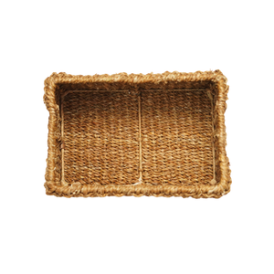 Handwoven Natural Seagrass <b>Rectangular</b> Storage <b>Basket</b> with Built-in Cutout Handles Shelf Pantry Storage Organizer <b>Basket</b> - Product Image 3