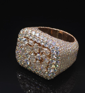 Anillo de Moissanita Chapado en Oro Rosa con Diseño Cuadrado y Engaste de Garra, Joyería de Declaración Estilo Hiphop para Fiesta - Product Image 2