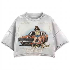 เสื้อยืดผู้ชายทรงหลวมพิมพ์ลายโลโก้ตามสั่งขายส่ง ผ้าฝ้ายพรีเมียม ตกแต่งด้วยคริสตัล สไตล์สตรีท โอเวอร์ไซส์ - Product Image 1