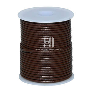 Cordón de Cuero Vacuno Negro de 2 mm, Cordón de Macramé para Joyería - Product Image 1