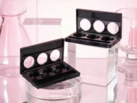 Étui à fards rectangulaire personnalisable 3 compartiments avec logement pinceau, emballage cosmétique