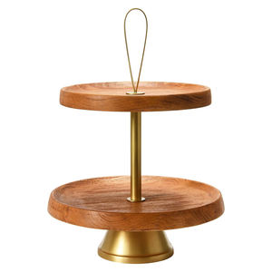Elegant Design 3 Tier Wooden Tray with Gold Handle Wooden <b>Cake</b> Stand or Desert Serve Ware Trays Kitchen Dining Tabletop Decor - Product Image 6