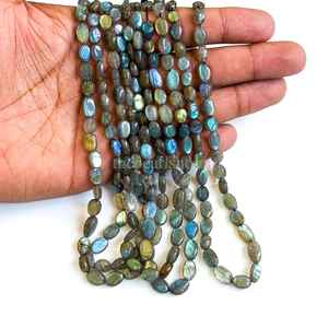 Perles ovales en labradorite naturelle, labradorite bleue feu, perles de pierres précieuses lisses, 6x8mm à 7x10mm, perles de labradorite pour la création de bijoux - Product Image 5