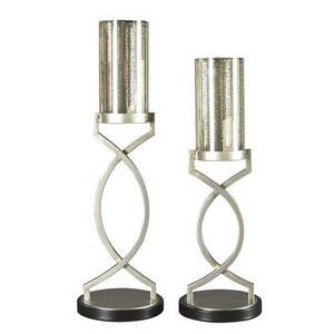 Ensemble de 3 bougeoirs en bois de luxe avec abat-jour en verre de différentes hauteurs - Product Image 4