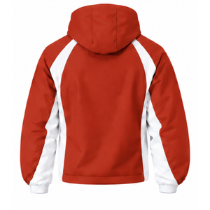 Conjunto Deportivo con Capucha en Rojo Escarlata y Blanco, Chaqueta con Cierre Completo y Pantalones a Juego, Ropa Deportiva Personalizada para Equipos de Entrenamiento - Product Image 4