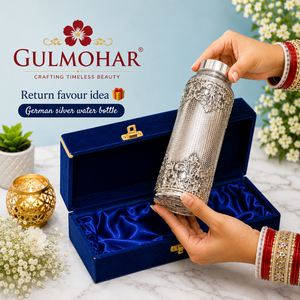 Botella de Agua Reutilizable de Vidrio Plateado Alemán de Lujo, a Prueba de Fugas, en Caja de Regalo de Terciopelo Azul Real, Regalos para Bodas, Diwali y Navidad - Product Image 2