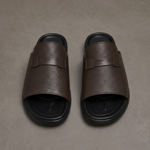 LEATHER STUDIO Handmade High Quality Unisex Genuine Leather Sandals Flat Massage Upper Suede Lining Slip Resistant - Product Image 1