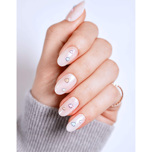 Faux ongles artificiels blanc laiteux forme carrée ABS doré motif cœur mignon à presser – Fournitures d'usine OEM ODM - Product Image 1