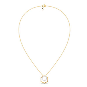 Double Hexagon Diamond Pendant Necklace with <b>Floating</b> Open <b>Frame</b> Design - Product Image 3