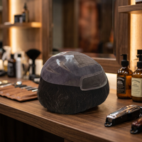 Demi-perruque en cheveux humains, toupet à dentelle frontale, ondulations naturelles, doux, pour hommes, cheveux Remy, bonnet portable imperméable
