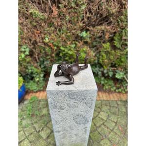 Figurine de grenouille en bronze, sculpture animale, décoration d'intérieur, artisanat d'art en fonte, grenouille paresseuse couchée, ornements en métal - Product Image 4