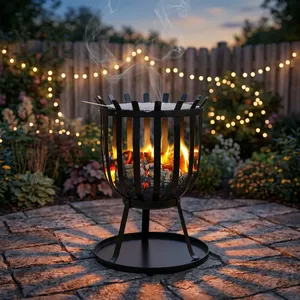 Brasero en métal pour patio et jardin extérieur, foyer rond en acier durable pour feux de camp dans la cour, décoration de jardin - Product Image 6