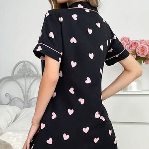 Vestido de Dormir para Mujer, de Verano, Tejido, Transpirable, Ligero, de Manga Corta, Cintura Elástica, Alta Calidad, Servicio OEM, Venta al Por Mayor - Product Image 2