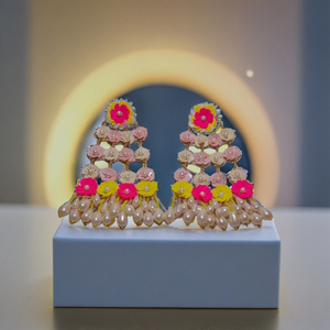 New Hot Selling <b>Green</b> Floral Beaded Tassel <b>Earrings</b> Sequin Flower Statement Drop <b>Earrings</b> for Women and Girls Party Wedding - Product Image 2