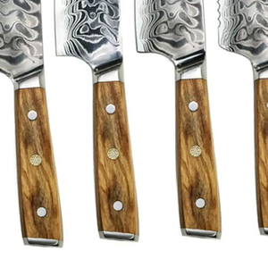 Premium Handmade Etched Damascus Steel Chef <b>Knife</b> <b>Set</b> Full Tang Wooden Handle Professional Kitchen Cutlery OEM Manufacturer - Product Image 4