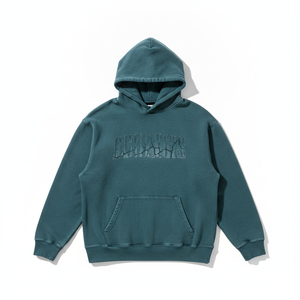 Sweat-shirt à capuche surdimensionné pour homme en coton vert French Terry, pull décontracté avec poche avant et imprimé craquelé, idéal pour l'hiver - Product Image 1