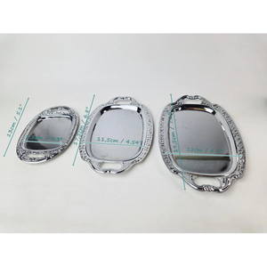 Aluminum Unique Shape Serving <b>Tray</b> With Handles Elegant Silver Platter For Fruits <b>Snacks</b> Beverages Tableware And Gifting Supply - Product Image 3