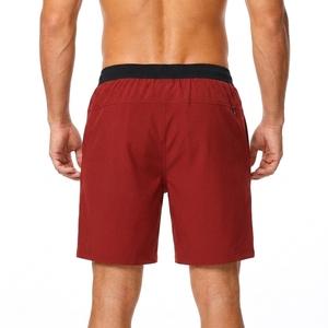 Men s Red Quick Dry <b>Shorts</b> <b>With</b> Drawstring Waist And Side Pockets Casual Wear <b>With</b> <b>zip</b> - Product Image 2