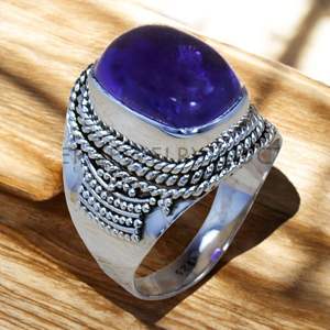 แหวนเงินแท้ 925 ทำมือ ประดับพลอยอเมทิสต์ ราคาขายส่ง - Product Image 1