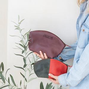 New Arrival LCB-0039 <b>Travel</b> Makeup Bag Compact Leather Zipper <b>Case</b> Bridesmaid Gift - Product Image 2