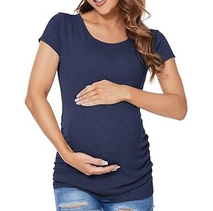 Camisetas de maternidad de alta calidad, personalizadas, para mujeres embarazadas, estilo holgado, informales, para entrenamiento, talla grande, 100% algodón, para chicas. - Product Image 1