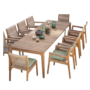 Juego de Comedor Moderno de Madera Maciza para Exteriores, Muebles de Jardín con Mesa y Sillas para 6/8 Personas, con Cojines Personalizados - Product Image 4