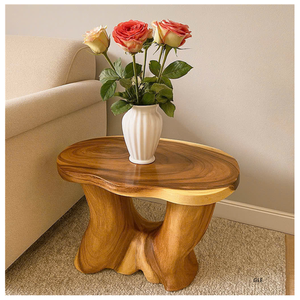 Oval Top Wooden Drink Table with Sturdy Pedestal Base Compact <b>Space</b> <b>Saving</b> Accent Stand for Bedroom Living Room Use - Product Image 6