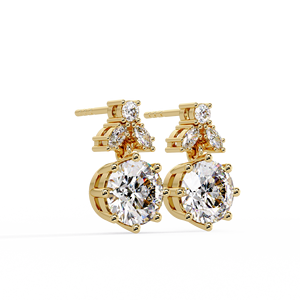 Luxury Solitaire Dangle Drop <b>Earrings</b> IGI Certified 14K Gold Round Cut Lab Grown Diamond Marquise Accent <b>Earrings</b> <b>Fine</b> Jewelry - Product Image 3