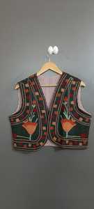 Chaleco Casual Bohemio para Mujer, Bordado Floral, Tejido de Velour, Hecho a Mano, Sin Cuello - Product Image 4