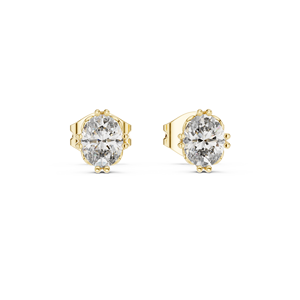 Pendientes con Diamantes Cultivados en Laboratorio de Corte Ovalado de 0.37CT, Engastados en Oro Amarillo de 18K, para Mujer, Regalo de Compromiso, Boda, San Valentín, Uso Diario - Product Image 2