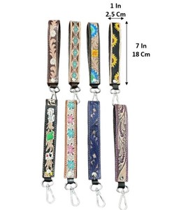Correa de Muñeca de Cuero Vacuno Hecha a Mano con Diseño Personalizado, Llavero de Lujo a Bajo Precio, Amuleto para Bolso, Llavero para Coche, Unisex - Product Image 2