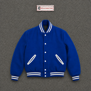 Molde de Chaqueta Universitaria Azul, Vista Frontal, Chaqueta Bomber Premium en Blanco, Plantilla Realista para Diseño de Ropa por Sublimación, Alta Resolución - Product Image 5