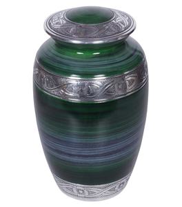 Urna de cremación clásica de METAL para adultos, piedra verde de dos tonos, acabado, urna de cremación funeraria para cenizas humanos - Product Image 2