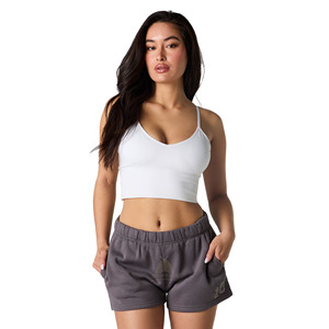 Shorts de sport personnalisés pour femmes, broderies et impressions, 65% coton 35% polyester, haute qualité. - Product Image 3