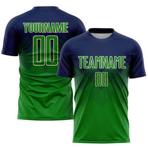 Uniforme de Fútbol de Alta Visibilidad, Color Azul Marino y Verde Neón, Sublimado, Conjunto de Camiseta de Fútbol Personalizada, Equipación Profesional para Liga de Fútbol Masculina - Product Image 2