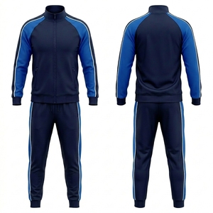 Conjunto Deportivo Premium para Hombre con Cremallera Completa, Franjas en Contraste, Poliéster, Ropa de Gimnasio, OEM ODM - Product Image 1
