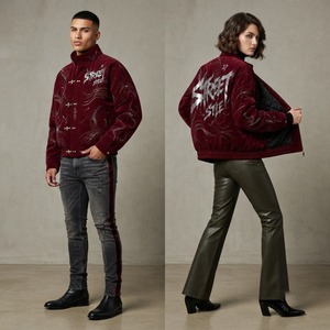 Vintage Washed Street Style <b>Leather</b> Bomber <b>Jacket</b> Premium Embroidered Oversized <b>Winter</b> Fashion Zip Casual Outerwear - Product Image 4