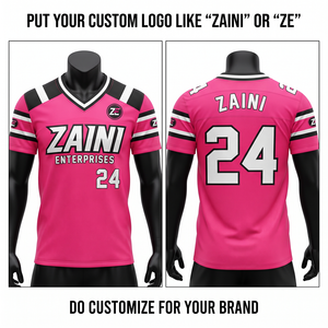 Maillot de football en polyester maille premium 180 GSM rose, noir et blanc, avec empiècements, logo personnalisé, sublimation intégrale, uniforme d'équipe - Product Image 1