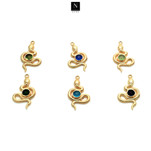 Serpent Forme DIY Gemstone Pendentif Bijoux 34x19 MM Or Facettes Noir Bleu Rouge Violet Rose Perles Lâches avec Pierre Matériel - Product Image 2