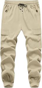 Pantalon cargo pour homme léger, taille élastique, devant plat, taille mi-haute, poches surdimensionnées, mélange polyester/coton, service OEM - Product Image 4