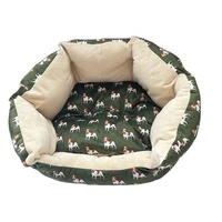 Coussin rond pour animaux de compagnie avec tissu imprimé chien, lavable, chaud, pour chat et chien