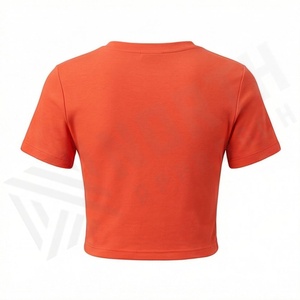 T-shirt pour femme à manches courtes et col en V, 100% coton biologique de luxe, pré-rétréci, doux, respirant, couleur personnalisée - Product Image 2