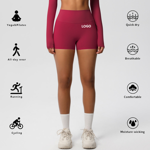 Shorts de yoga taille haute élastiques pour le sport et la course, effet push-up, motif uni, vente en gros - Product Image 3