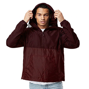 Chaqueta Cortavientos con Capucha para Hombre, Diseño Color Block, Media Cremallera, Informal, para Otoño, Poliéster, Corte Regular, con Bolsillos - Product Image 2