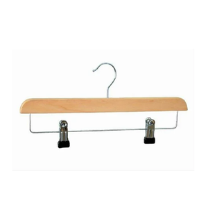 Cintre en bois rectangulaire avec pinces et crochet en acier, style simple et durable pour armoire - Product Image 1
