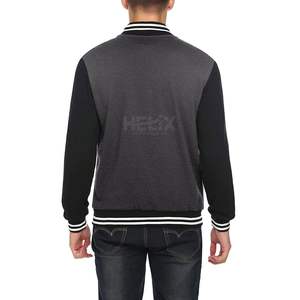 Chaquetas Varsity de Tela de Lana con Mangas Gris Carbón y Negras, Chaquetas Bomber con Bordado de Logotipo Personalizado de Alta Calidad - Product Image 2