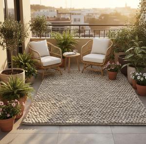 Alfombra Abstracta de Lana Hecha a Mano, Ecológica, Apta para Mascotas, Moderna, Minimalista, para Sala de Estar, Alfombra de Lana Gruesa y Suave con Bucles - Product Image 5