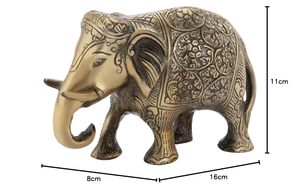 Estatua Decorativa de Elefante Hecha a Mano en Metal, Figura Decorativa, Escultura, Artículos de Regalo (Acabado en Latón) - Product Image 2